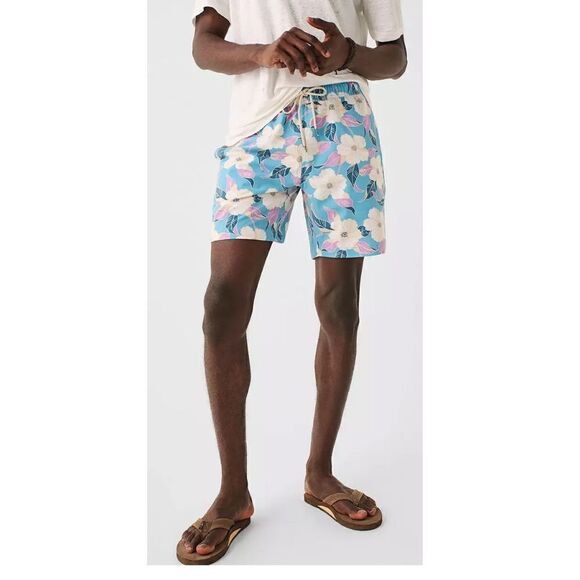 Faherty Mens Beacon Swim Trunks Blue Hawaiian Print Size Large - Picture 2 of 11